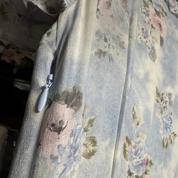 Rare LoveShackFancy Silk Dress Blue floral 0 - Picture 8 of 14